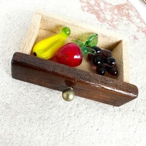 Miniature Glass Fruit in Wooden Drawer Dollhouse 1  12 Scale Vintage Kitchen